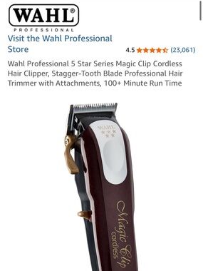 Wahl Magic Clip Cordless Hair Clipper - Burgundy & Gold Accents